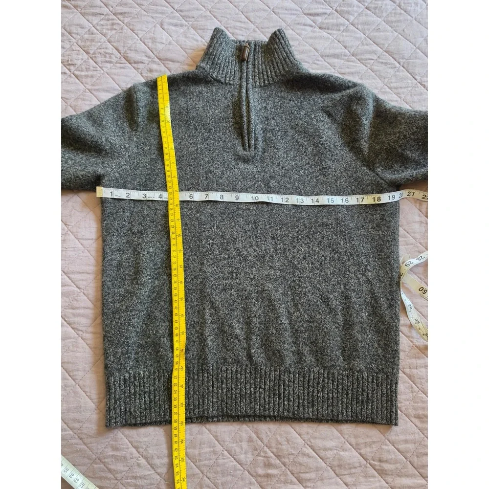 J.Crew Lambswool 1/4 zip GRAY preppy Old Money Quiet Luxury Sweater sz M‎